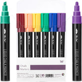 Liquid Chalk Markers (6 Pack) with Reversible Tips, Assorted Colors & Labels