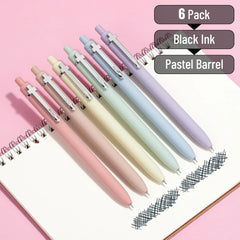Mr. Pen Retractable Gel Pens, 6 Pack, 0.5 mm Black Ink, Pastel Barrel with Silver Clip, Smooth Writing Pens for Journaling