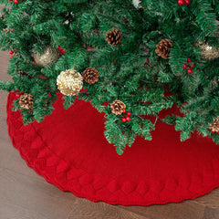 Mr. Pen Christmas Tree Skirt, 36 Inch, Red Knitted Xmas Tree Skirt