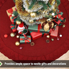 Mr. Pen Small Christmas Tree Skirt, 24 Inch, Red Knitted Xmas Tree Skirt