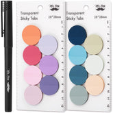 560 Pcs Transparent Round Sticky Notes, Assorted Colors, 28mm, with Quick-Dry Pen