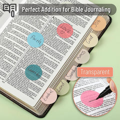 560 Pcs Transparent Round Sticky Notes, Assorted Colors, 28mm, with Quick-Dry Pen