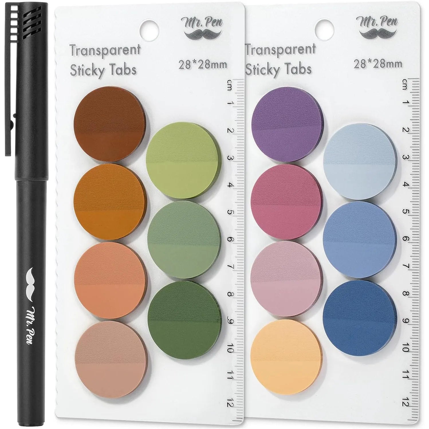 560 Pcs Transparent Round Sticky Notes, Assorted Colors, 28mm, with Quick-Dry Pen