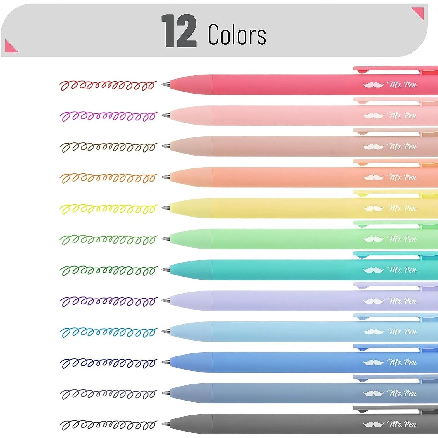 Retractable Gel Pens (12-Pack) - 0.7mm Fine Point, Fast-Drying Ink, Assorted Colors