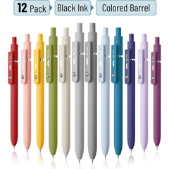 Customizable Retractable Gel Pen with Morandi and Vintage Barrels, Black Ink, 0.5 mm