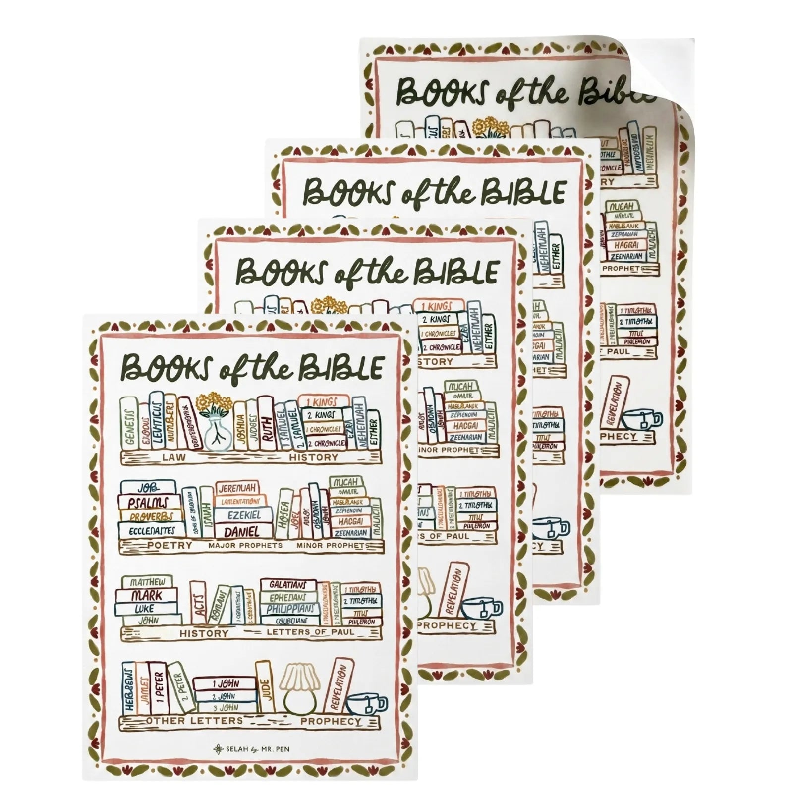 Mr. Pen Bible Reading Tracker Stickers (4-Pack) - 5x7 Matte Finish, Visual Milestone for Bible Journaling, Hand-Designed