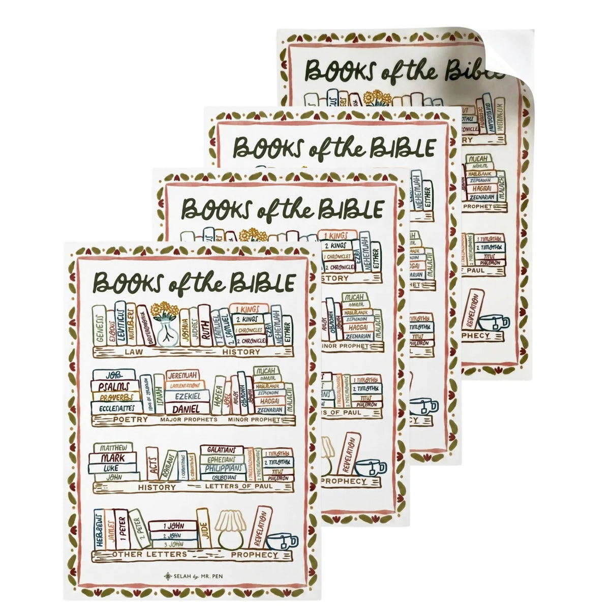 Mr. Pen Bible Reading Tracker Stickers (4-Pack) - 5x7 Matte Finish, Visual Milestone for Bible Journaling, Hand-Designed