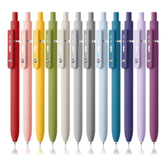 Retractable Fine Point Gel Pens - 6 & 12 Pack, Morandi & Vintage Barrels, Black Ink