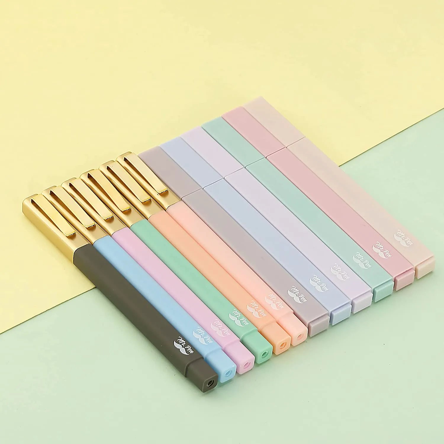 Aesthetic Highlighter & Ballpoint Pen Set (12 Pack) - No-Bleed, Soft Colors, Chisel Tip + Pens for Journaling & Study