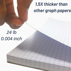 Graph Paper Pad 11x8.5, 4x4 Grid, 3-Hole Punched, 55 Sheets
