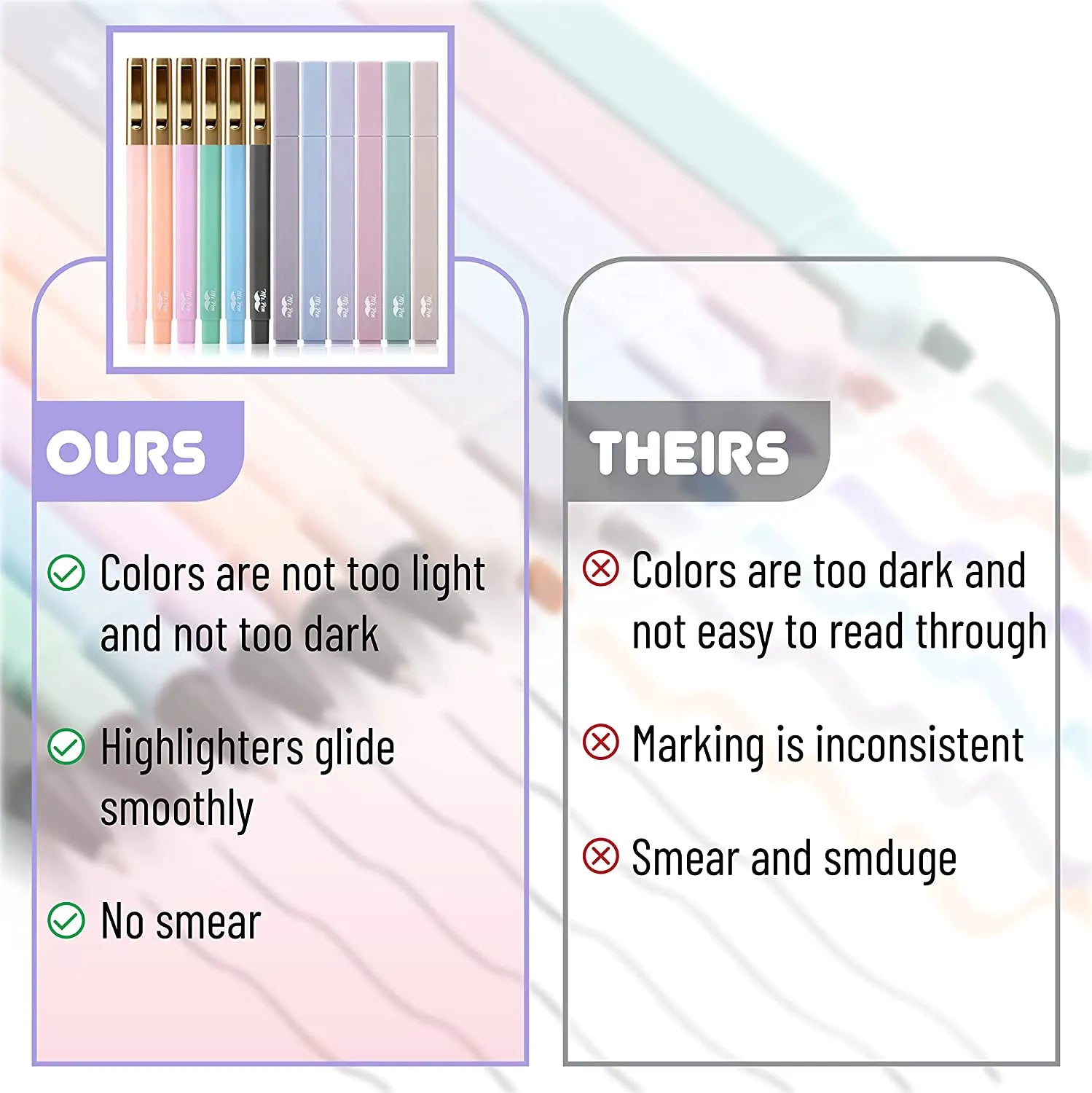 Aesthetic Highlighter & Ballpoint Pen Set (12 Pack) - No-Bleed, Soft Colors, Chisel Tip + Pens for Journaling & Study