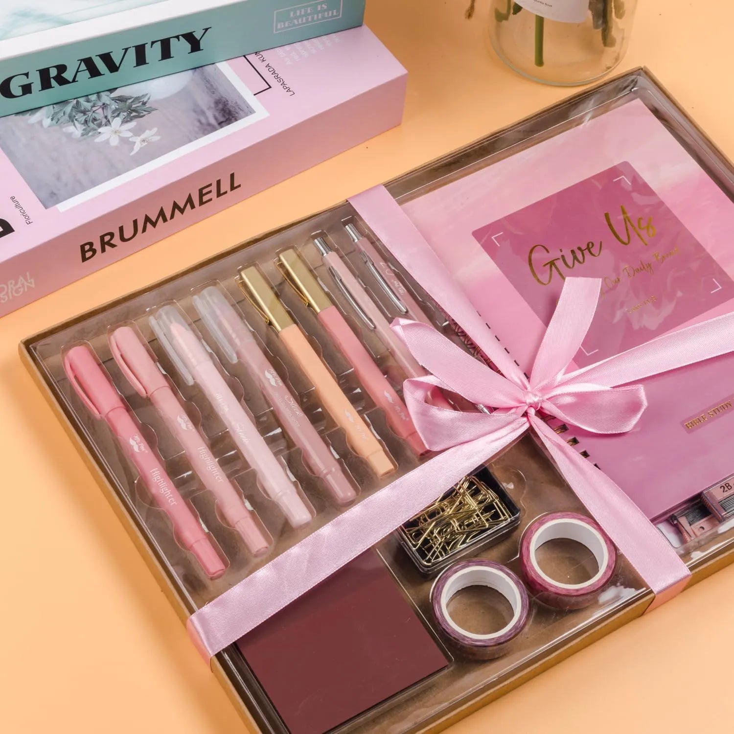 Pink Bible Journaling Kit with No-Bleed Highlighters and Pens