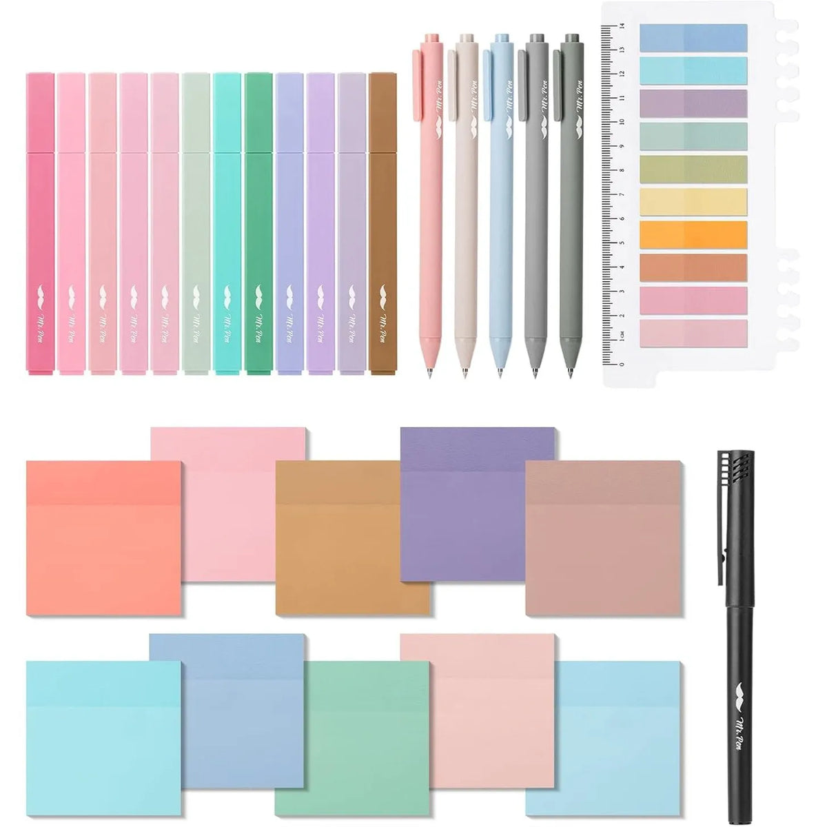 Book Annotation Set - 38 pcs Pastel Highlighters, Gel Pens & Tabs