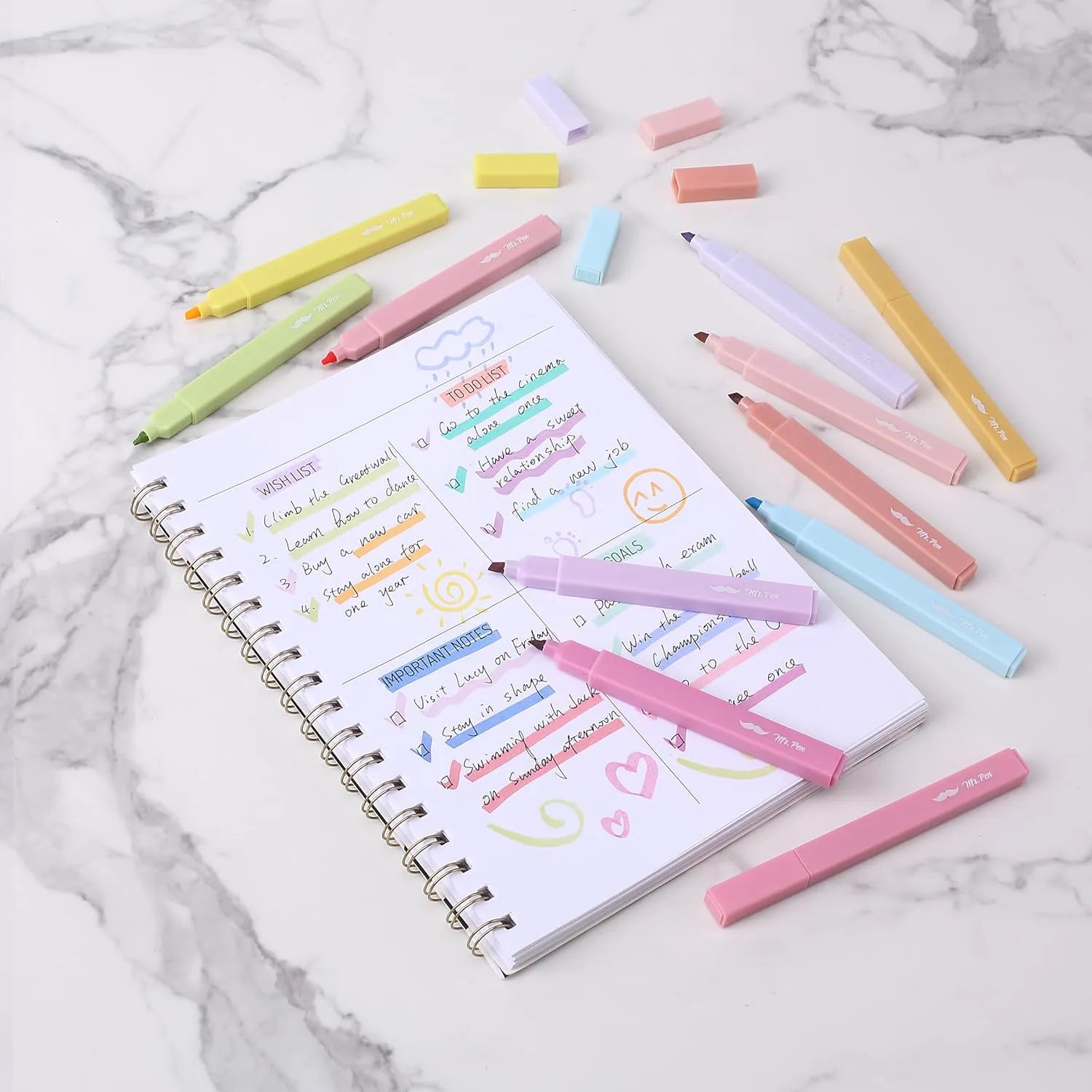Aesthetic Highlighters, 16 Pack, Assorted Colors, No-Bleed Ink, Chisel Tip, Cute Bible-Safe Study Supplies