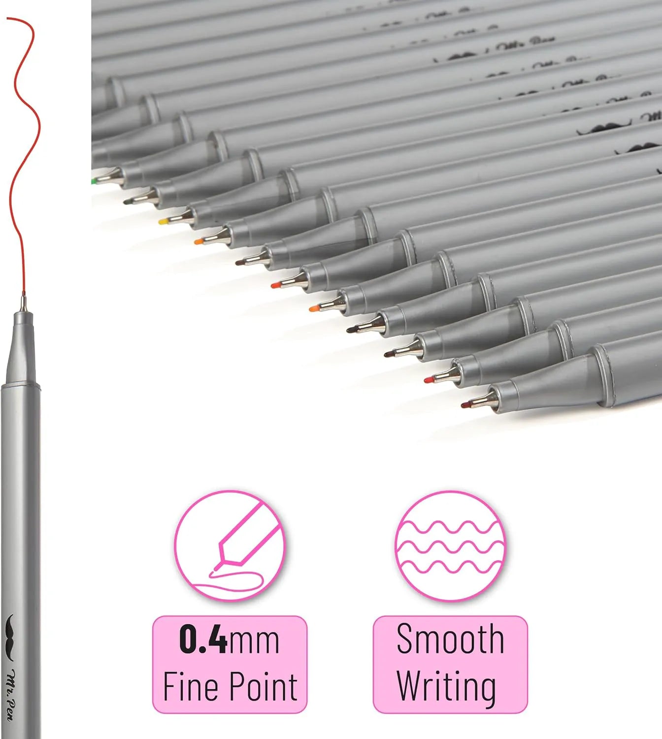 Bulk Fineliner Pens - 46 Pack, 0.4mm Fine Tip, Assorted Colors