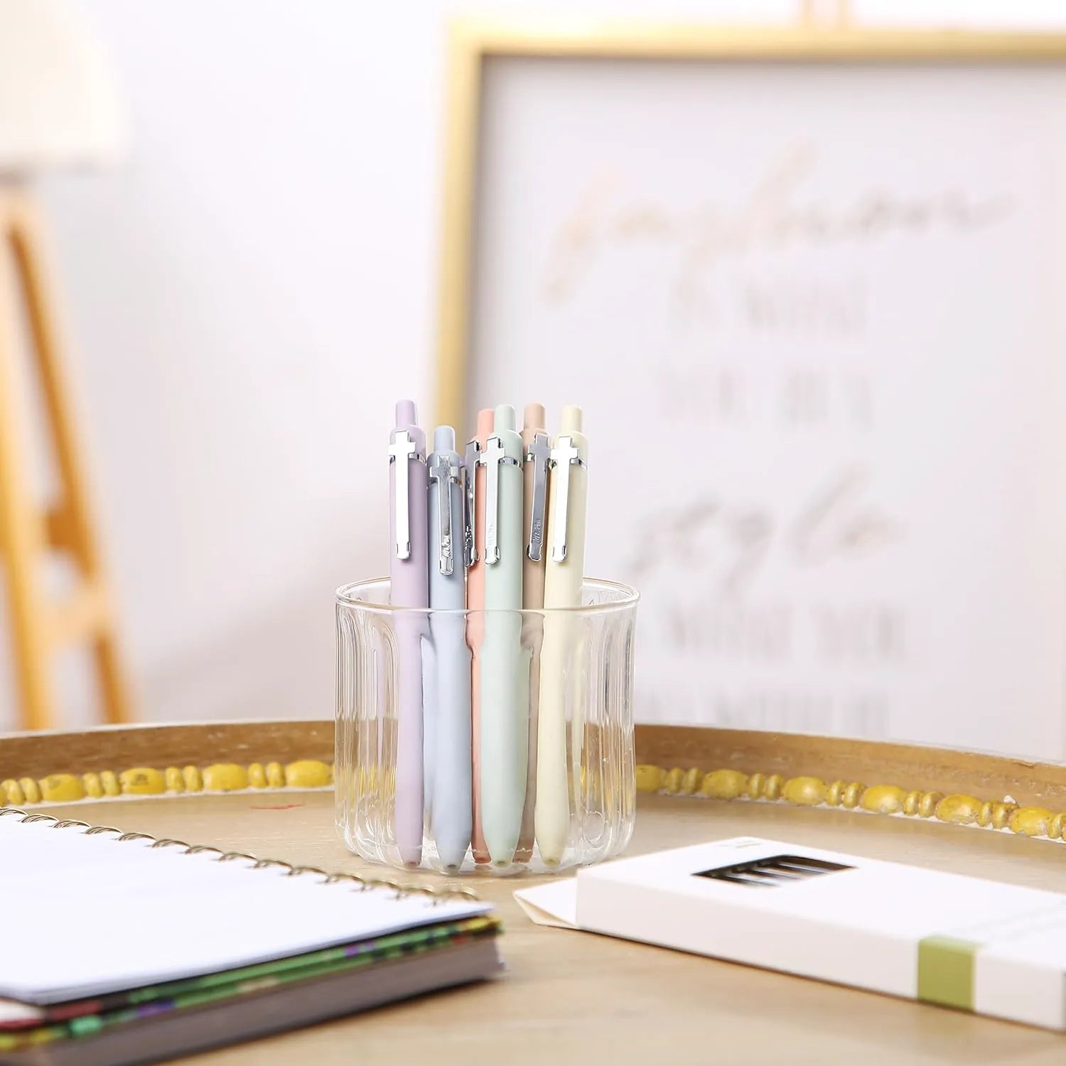 Mr. Pen Retractable Gel Pens, 6 Pack, 0.5 mm Black Ink, Soft Pastel Barrel with Silver Clip