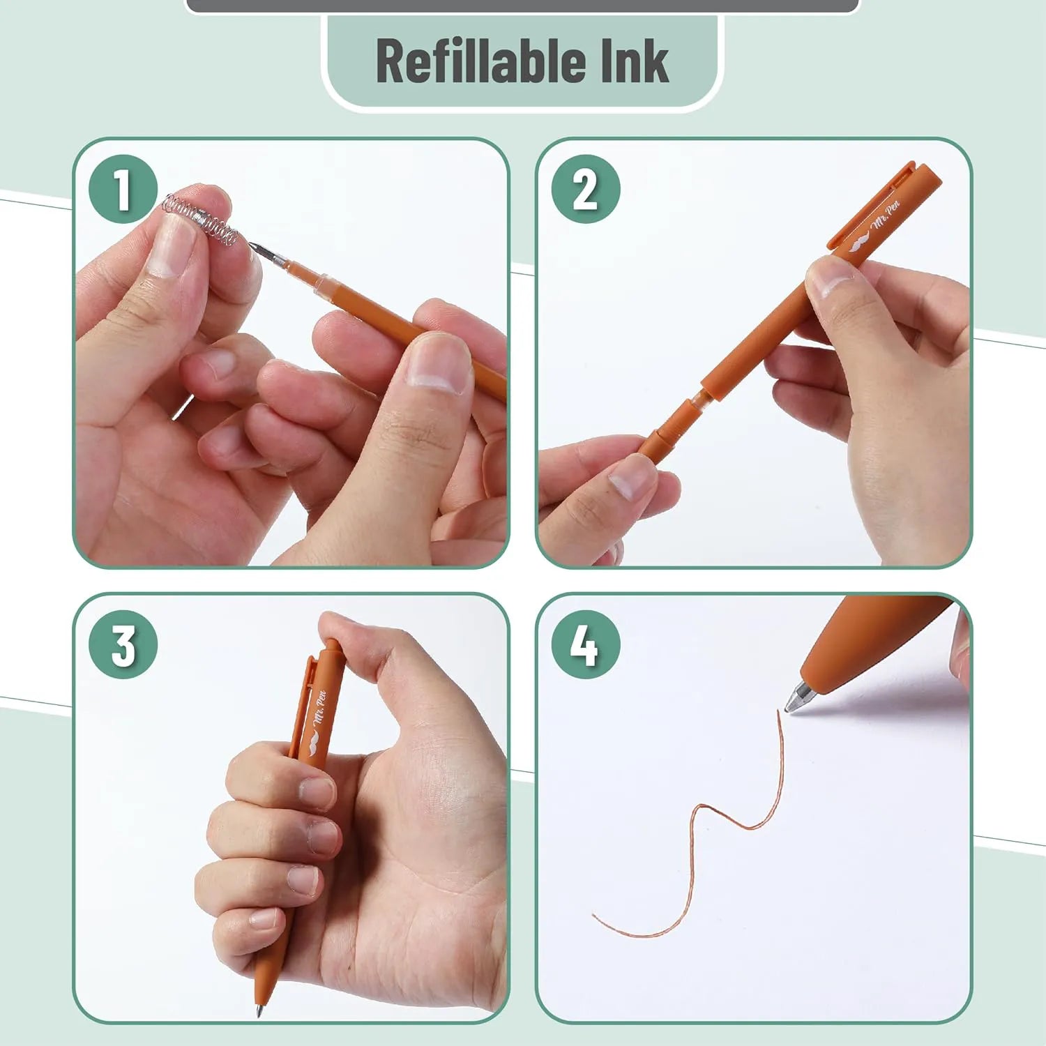 Retractable Gel Pens 12-Pack: Cute Design, Colored Ink, Quick-Dry, Fine Point 0.7mm