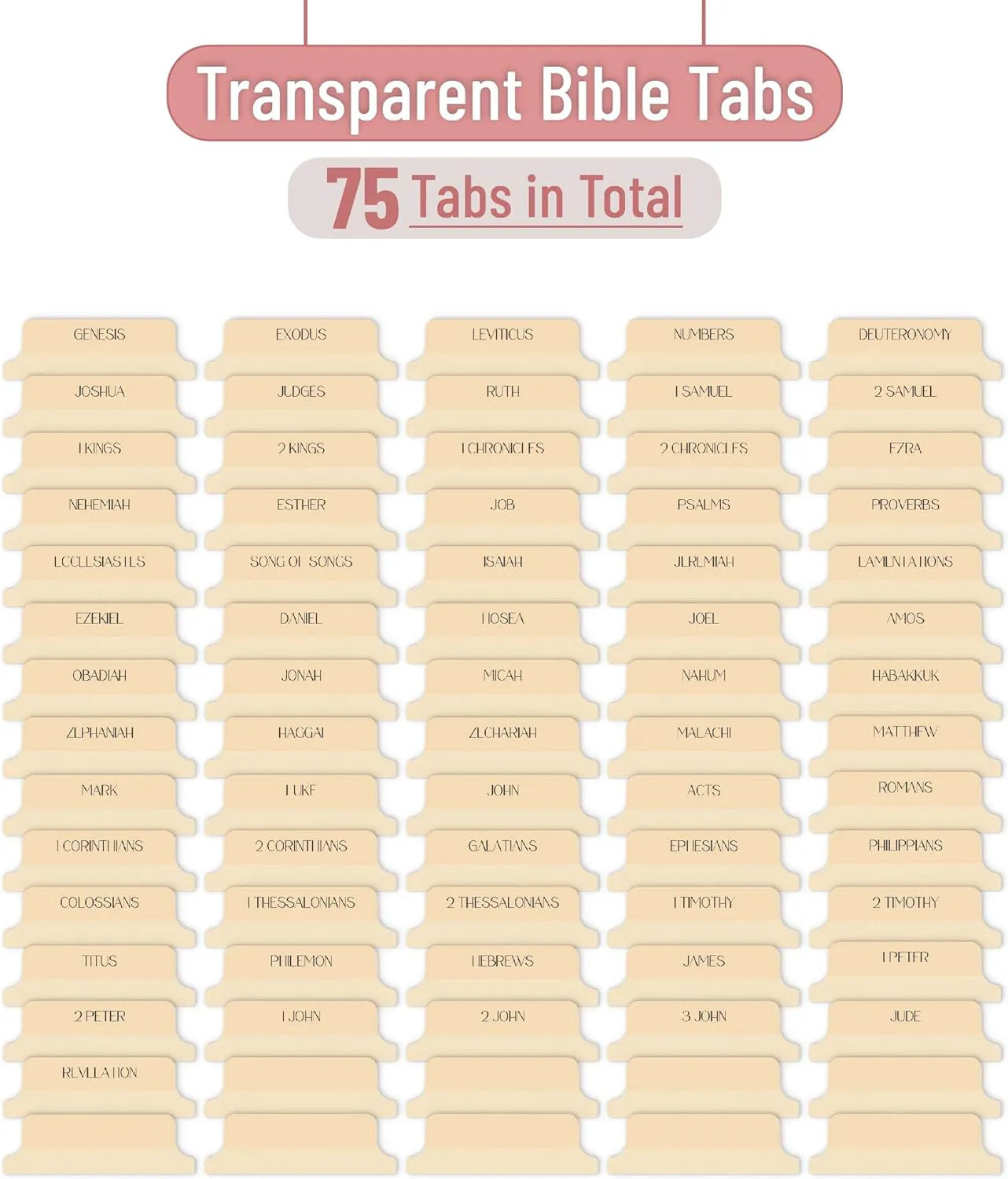 Mr. Pen Bible Tabs - 75 Transparent Cappuccino Laminated Tabs for Women and Men, Study Bible Index Tabs and Labels