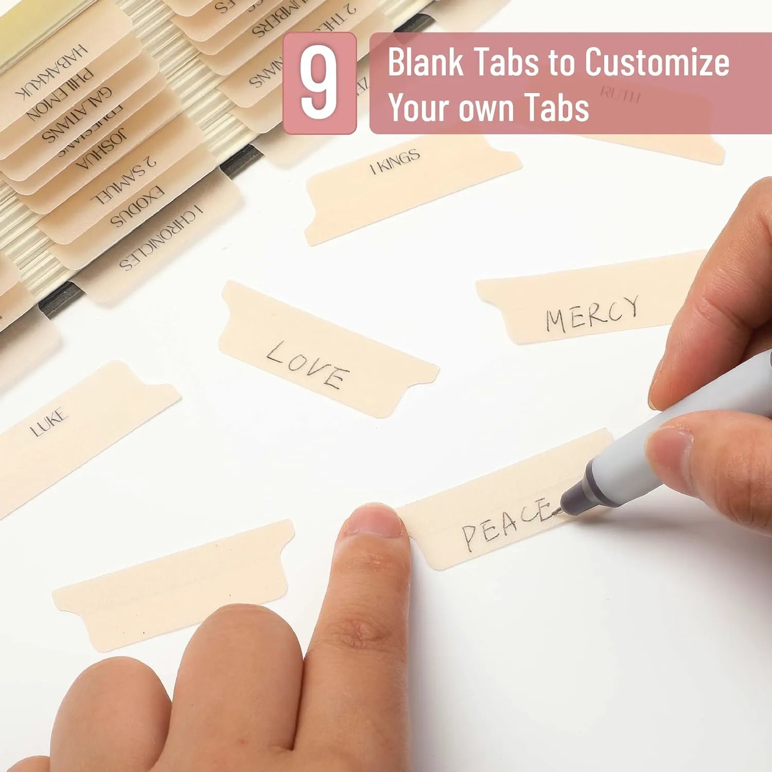 Mr. Pen Bible Tabs - 75 Transparent Cappuccino Laminated Tabs for Women and Men, Study Bible Index Tabs and Labels