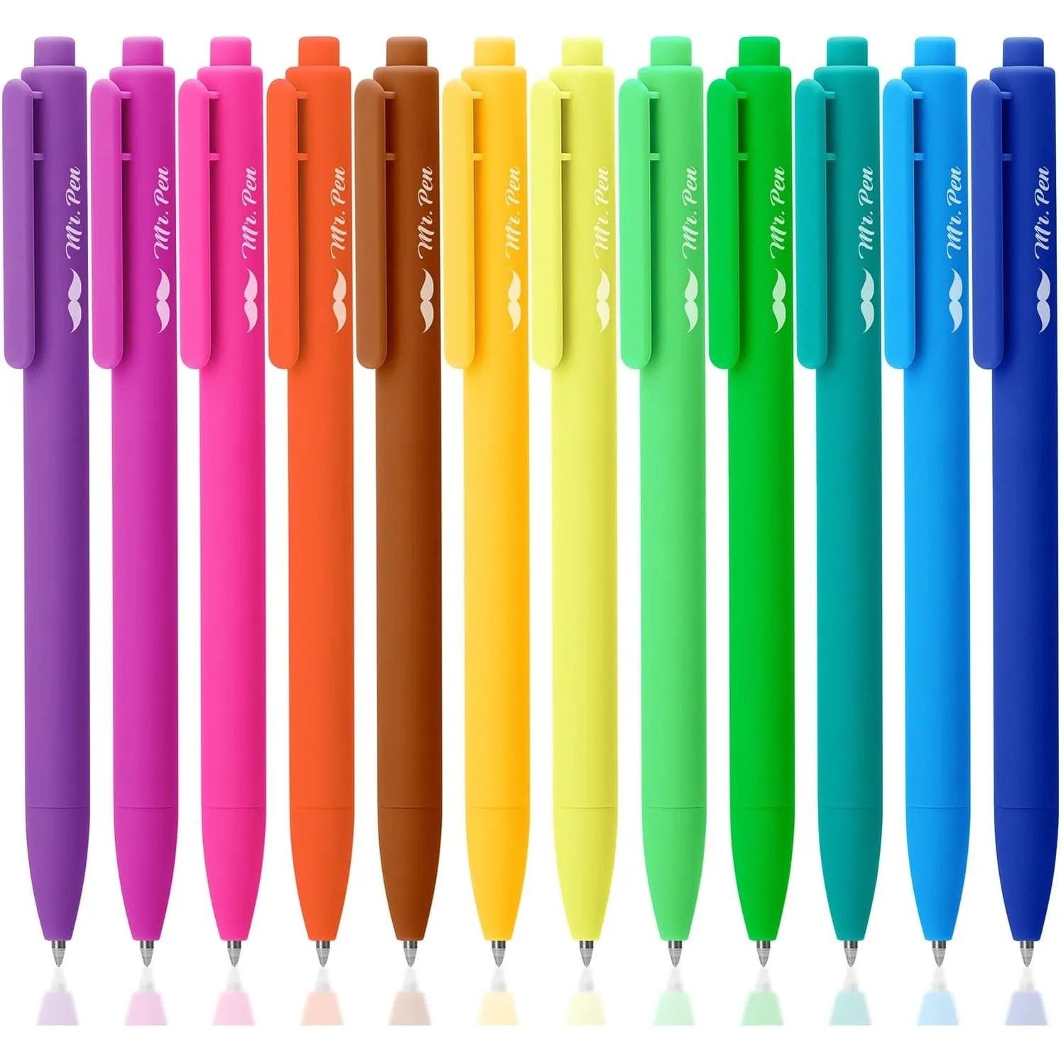 Retractable Gel Pens 12-Pack: Cute Design, Colored Ink, Quick-Dry, Fine Point 0.7mm