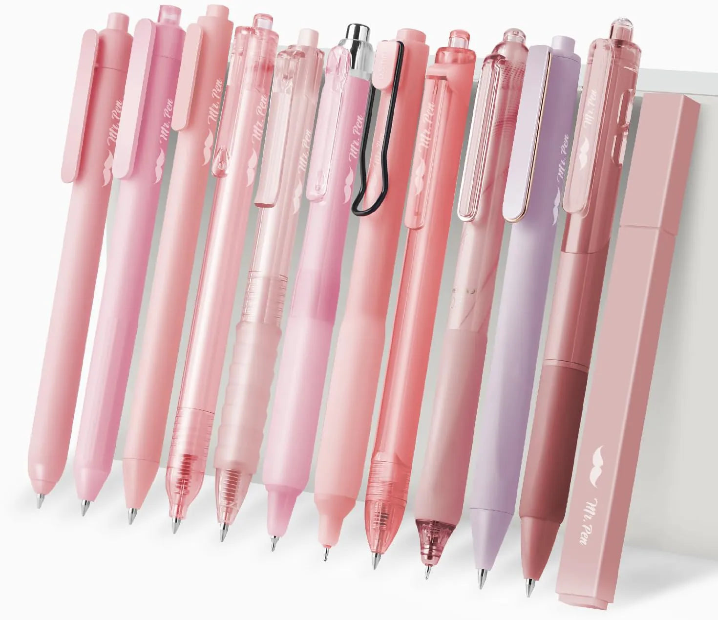 Mr. Pen Gel Ink Pen Set - 12 Pastel Pink Pens, Fine Point 0.5mm, Black Ink