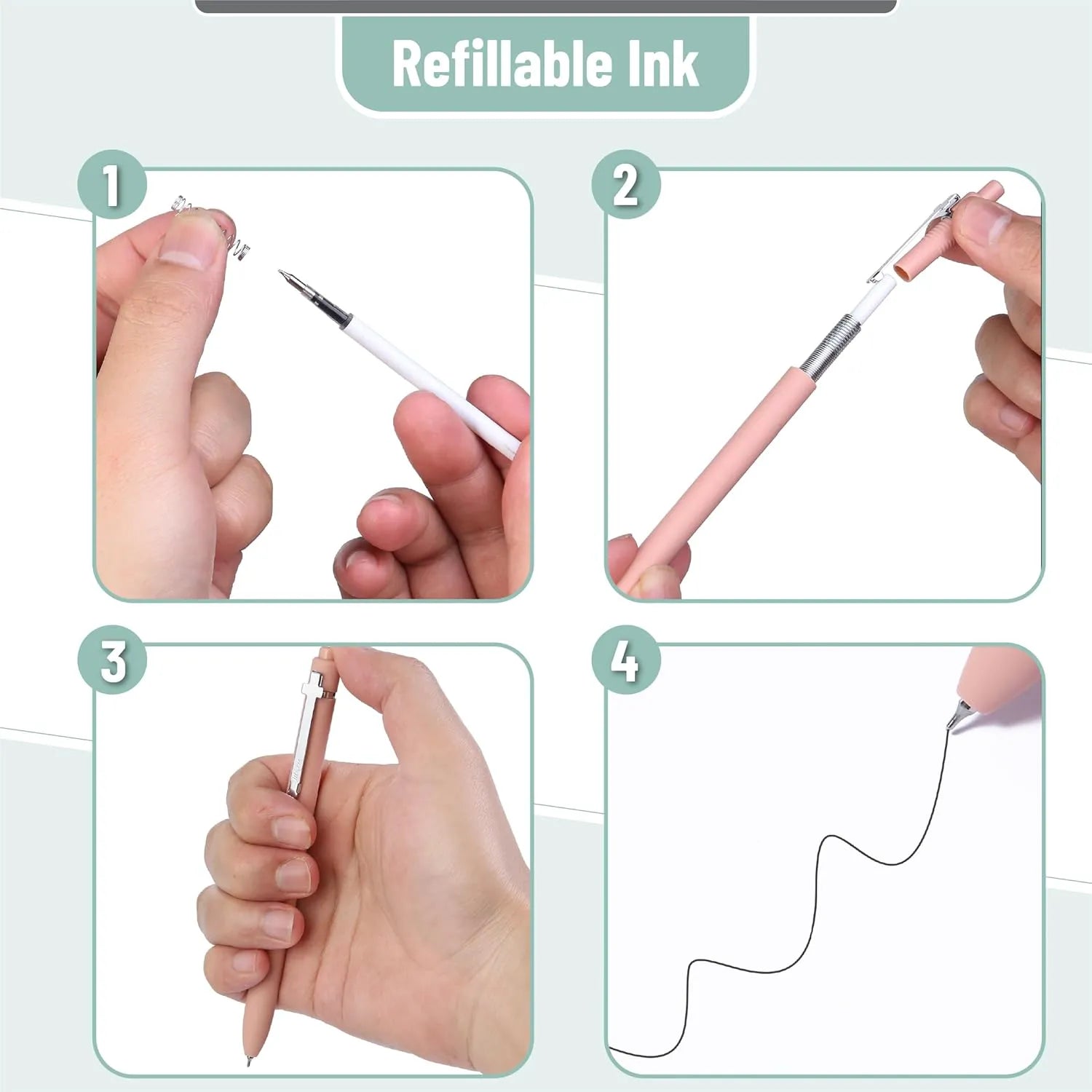 Mr. Pen Retractable Gel Pens, 6 Pack, 0.5 mm Black Ink, Pastel Barrel with Silver Clip, Smooth Writing Pens for Journaling
