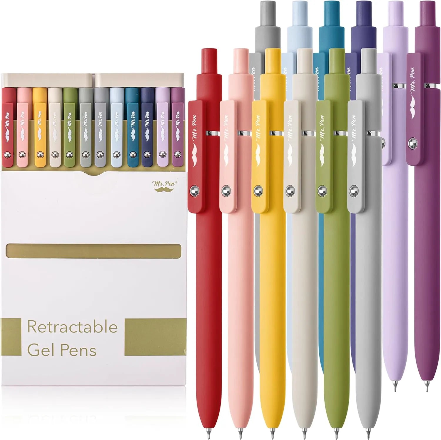 Customizable Retractable Gel Pen with Morandi and Vintage Barrels, Black Ink, 0.5 mm