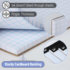 Bulk Graph Paper 8.5x11 Inch, 24 Pack, 30 Sheets Each, 4x4 Grid Paper