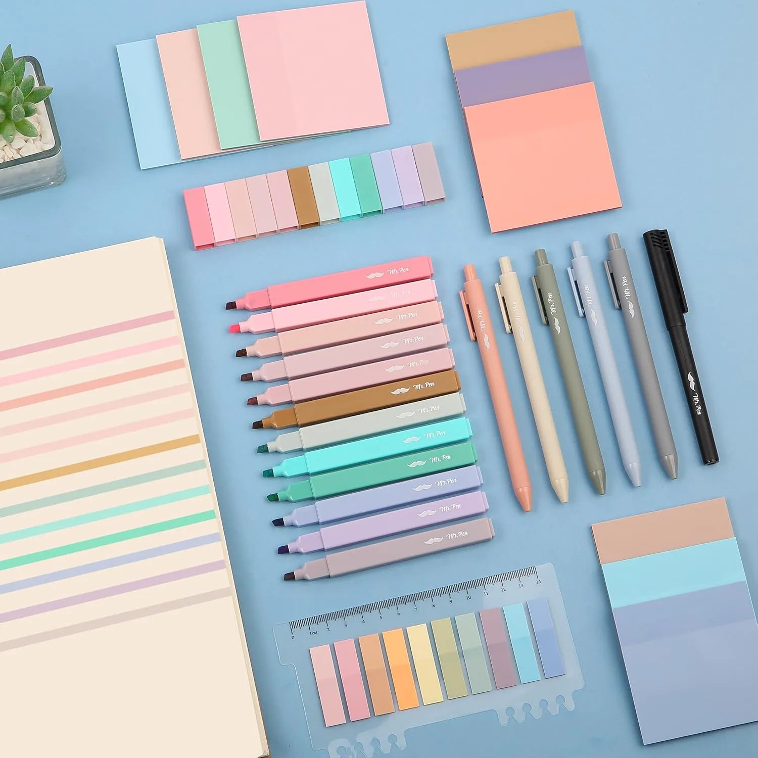 Book Annotation Set - 38 pcs Pastel Highlighters, Gel Pens & Tabs