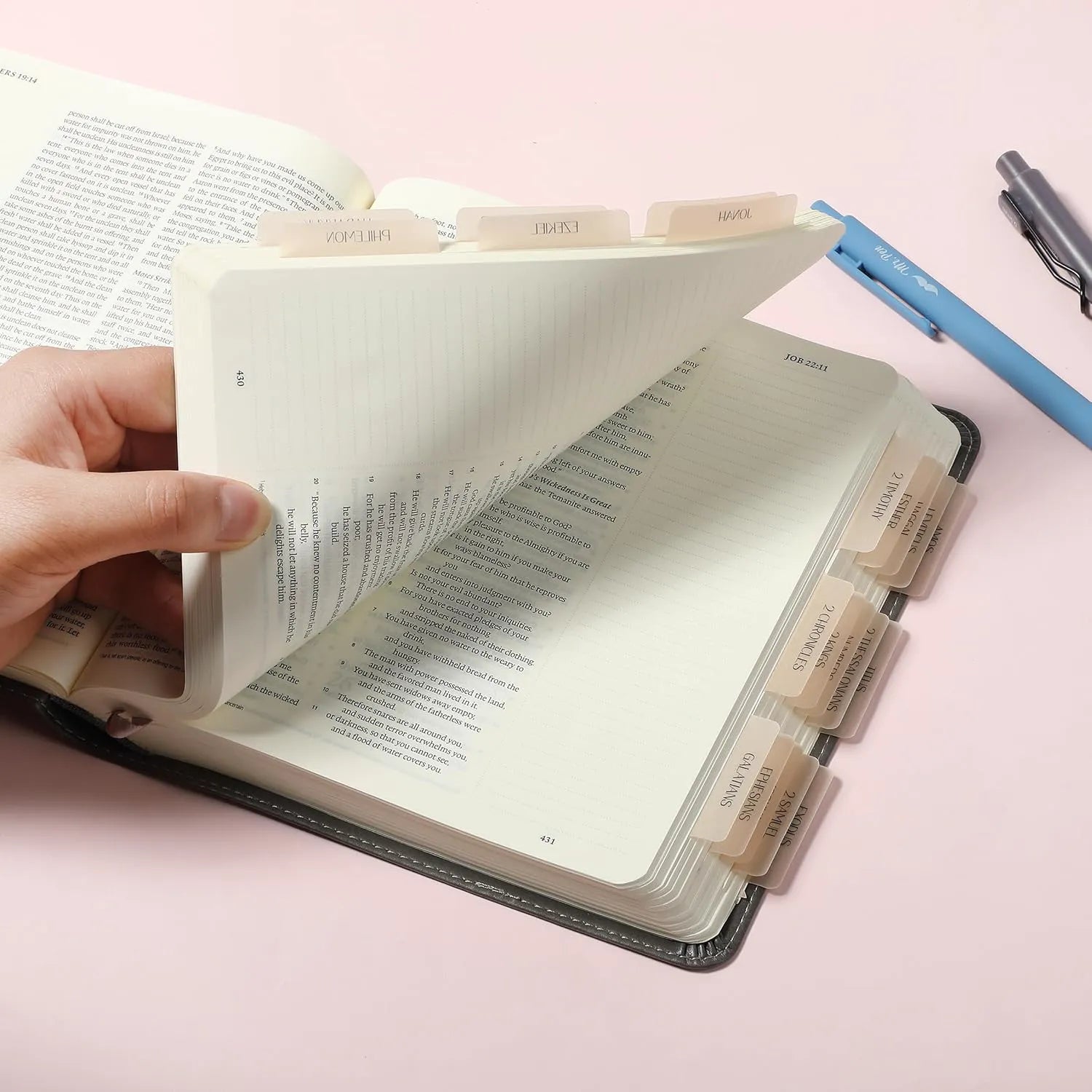 Mr. Pen Bible Tabs - 75 Transparent Cappuccino Laminated Tabs for Women and Men, Study Bible Index Tabs and Labels