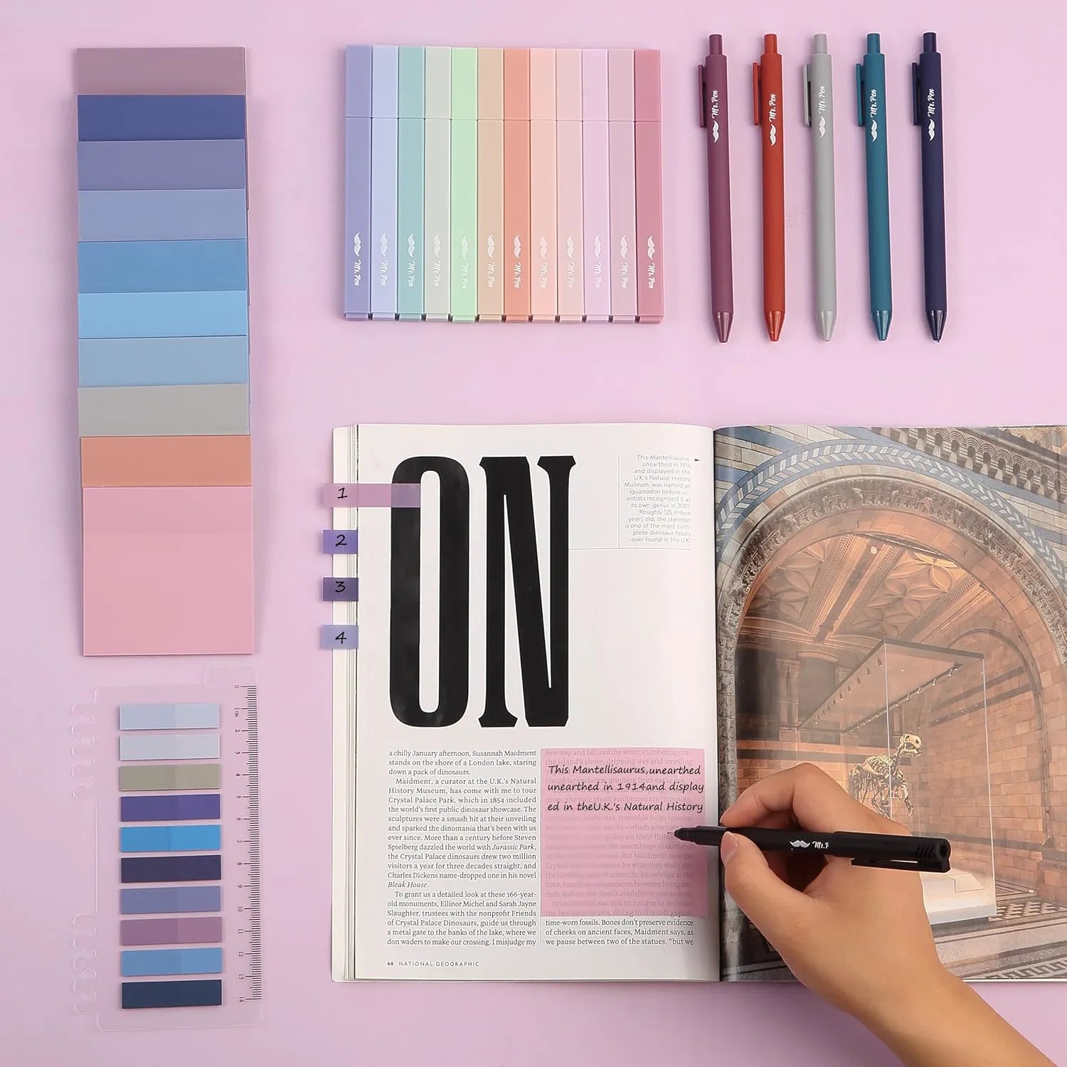 Aesthetic Book Annotation Kit - 38 Pieces with Highlighters, Gel Pens, and Sticky Notes