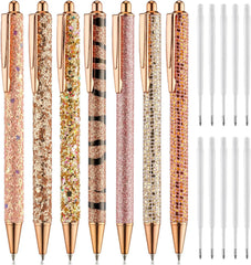 Mr. Pen Fancy Pens for Women - 7 Rose Gold Glitter Ballpoint Pens with 10 Refills, 1.0mm Black Ink, Cute Journaling Pens