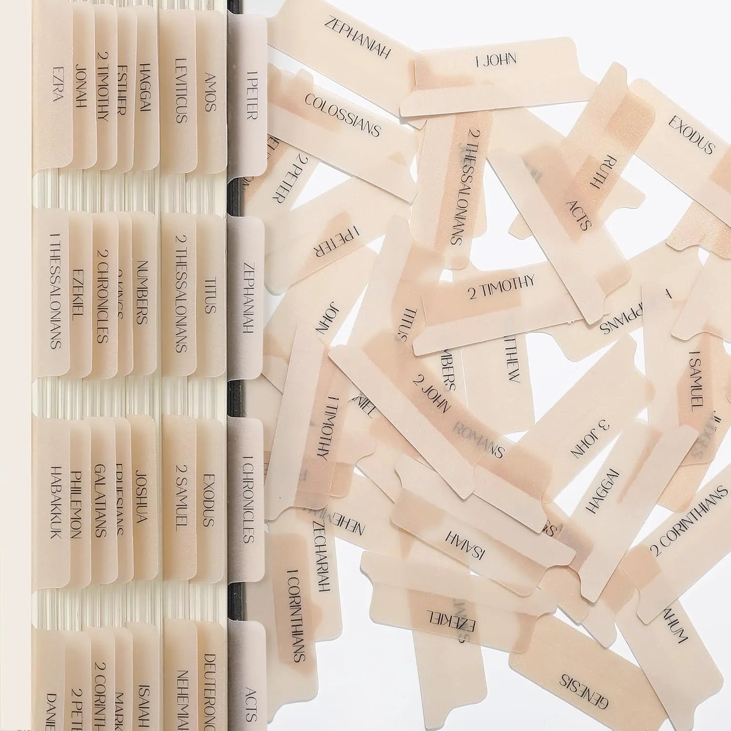 Mr. Pen Bible Tabs - 75 Transparent Cappuccino Laminated Tabs for Women and Men, Study Bible Index Tabs and Labels