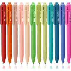 Retractable Gel Pens 12-Pack: Cute Design, Colored Ink, Quick-Dry, Fine Point 0.7mm