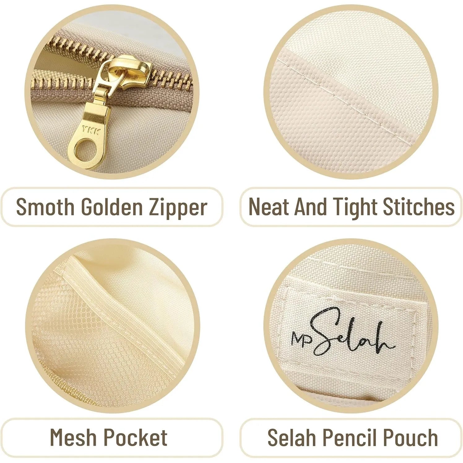 Mr. Pen Pencil Case - Cream Pencil Pouch & Bag (Selah Pen Case)