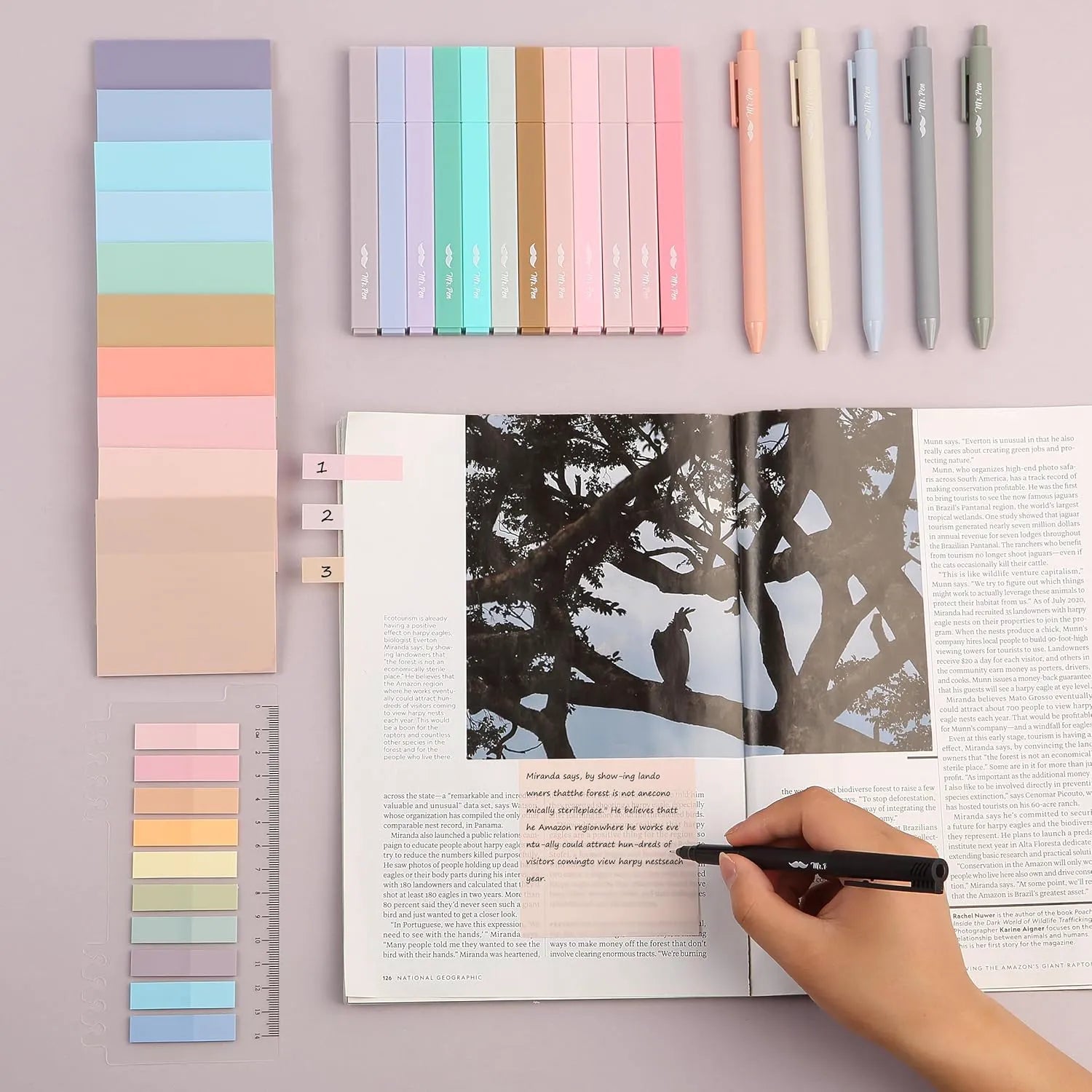 Book Annotation Set - 38 pcs Pastel Highlighters, Gel Pens & Tabs