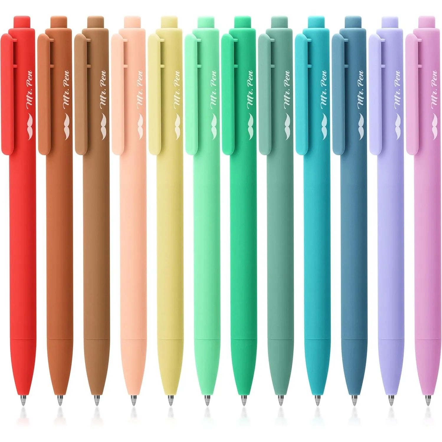 Retractable Gel Pens 12-Pack: Cute Design, Colored Ink, Quick-Dry, Fine Point 0.7mm