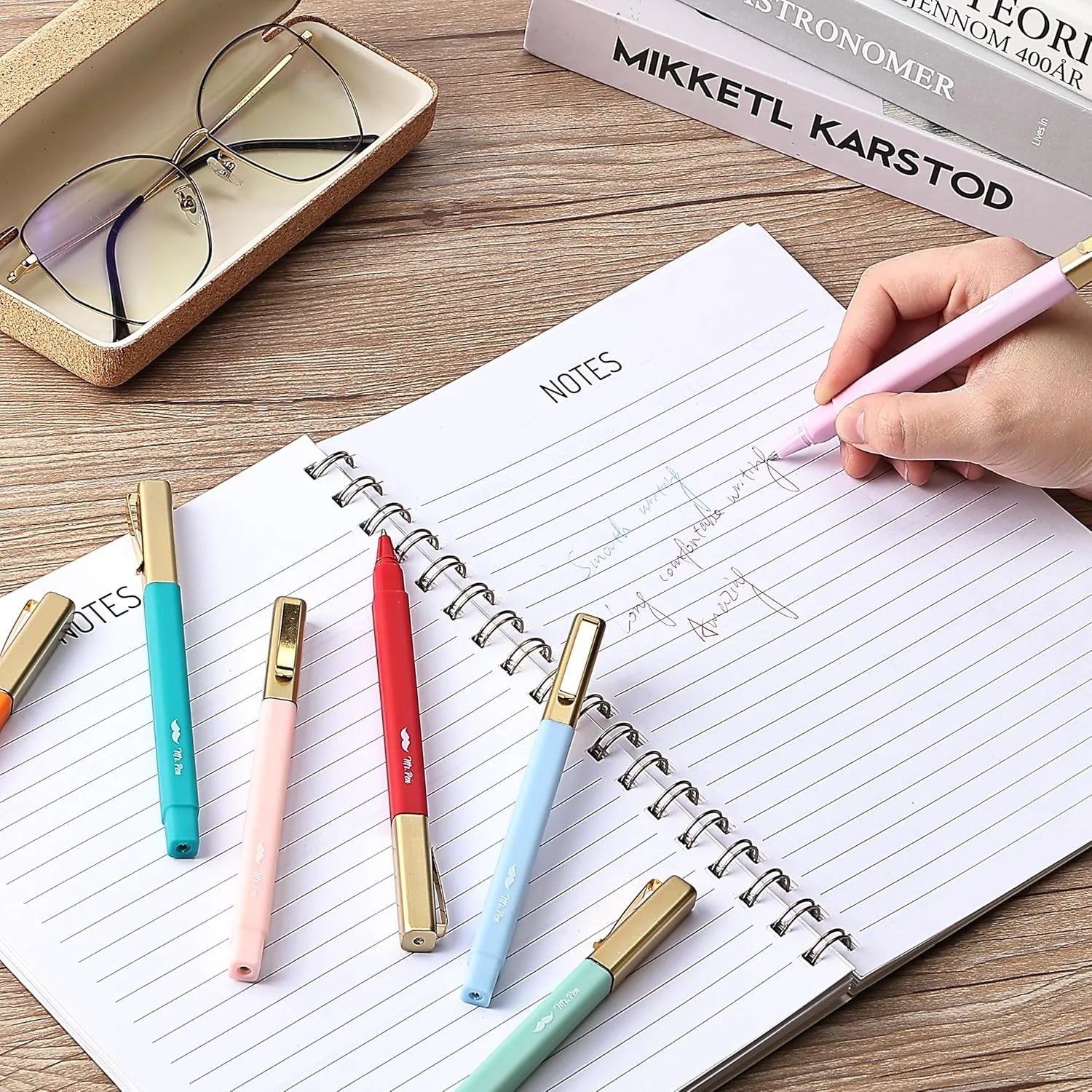 Aesthetic Pens 10 Pack - Assorted Colors, Square Body, 0.7mm Fine Point Ballpoint