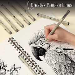 Black Fineliner Pens for Drawing, 0.3mm Tip, 12 Pack
