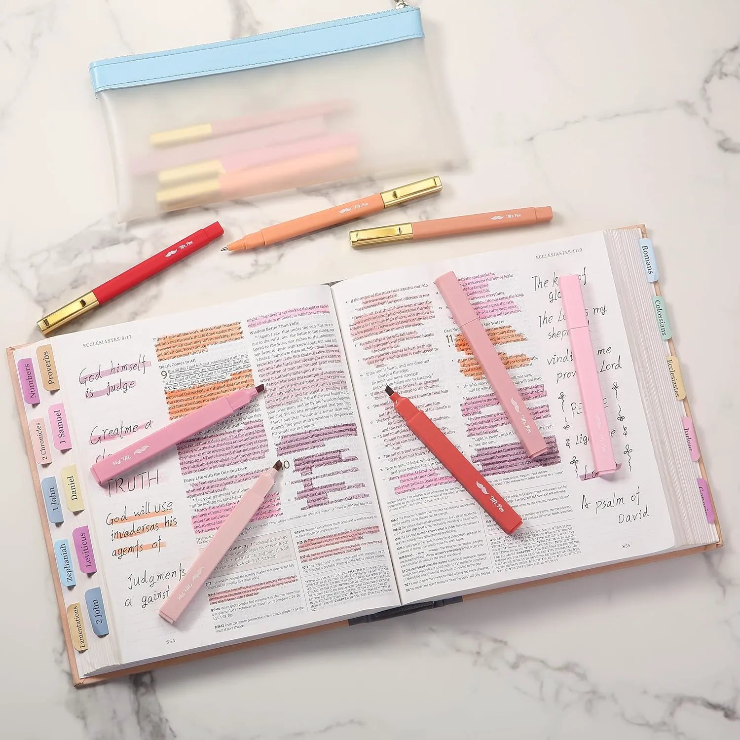 Aesthetic Highlighters & Ballpoint Pens, 12 Pack