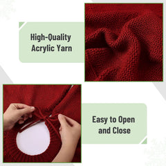 Mr. Pen Small Christmas Tree Skirt, 24 Inch, Red Knitted Xmas Tree Skirt