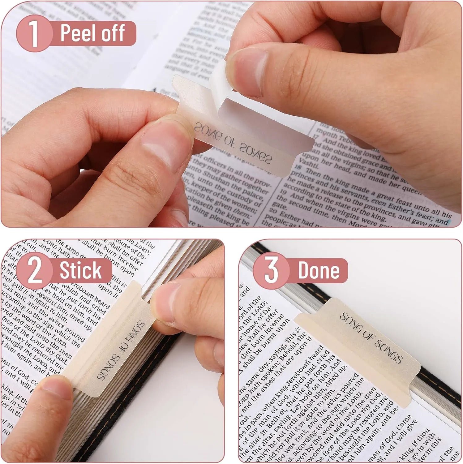 Mr. Pen Bible Tabs - 75 Transparent Cappuccino Laminated Tabs for Women and Men, Study Bible Index Tabs and Labels