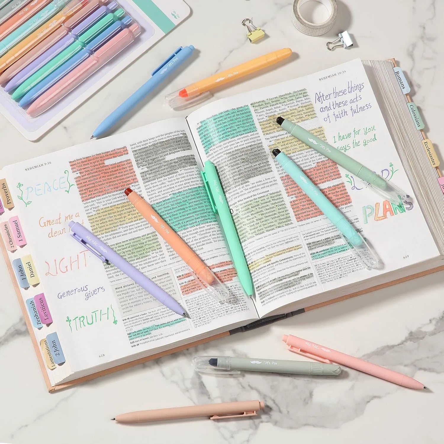 Mr. Pen Bible Highlighters & Pens, 10 Pack, Gel Highlighters, Cotton Candy Clouds, No Bleed Through