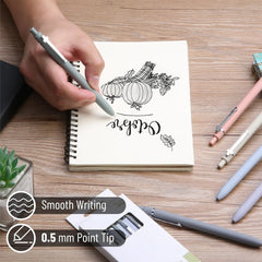 Mr. Pen Retractable Gel Pens, 6 Pack, 0.5 mm Black Ink, Colorful Barrels with Silver Clips