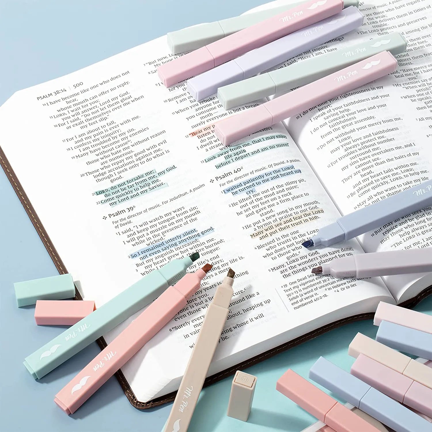 Aesthetic Highlighters, 16 Pack, Assorted Colors, No-Bleed Ink, Chisel Tip, Cute Bible-Safe Study Supplies