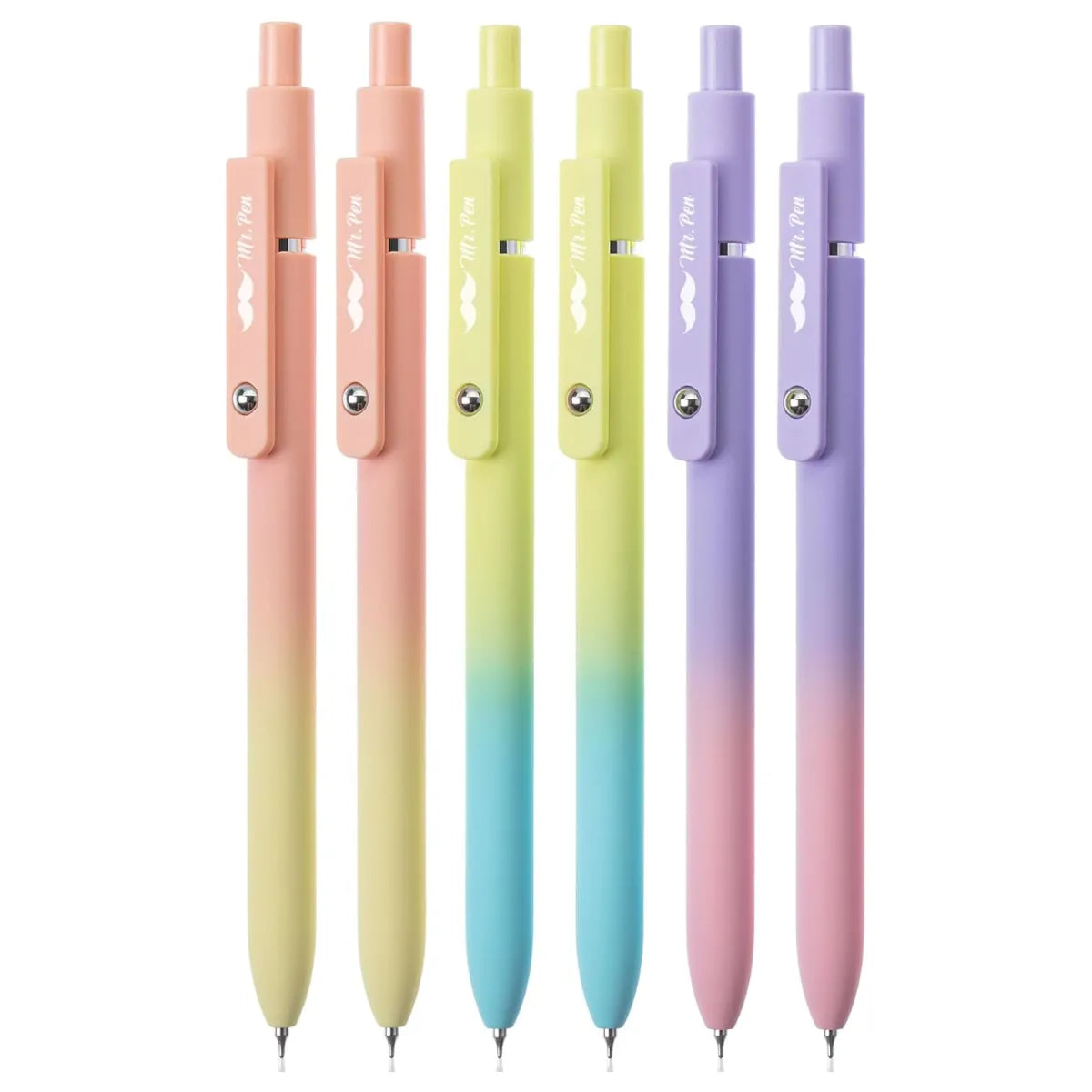 Retractable Gel Pens (6 or 12 Pack) - Morandi & Vintage Barrels, Black Ink, Fine Point 0.5mm, Fast Dry