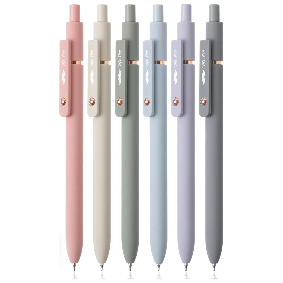 Retractable Gel Pens (6 or 12 Pack) - Morandi & Vintage Barrels, Black Ink, Fine Point 0.5mm, Fast Dry