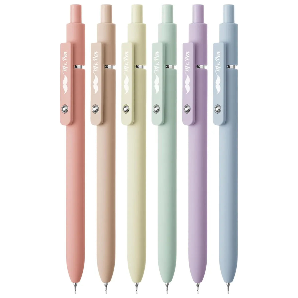 Retractable Gel Pens (6 or 12 Pack) - Morandi & Vintage Barrels, Black Ink, Fine Point 0.5mm, Fast Dry