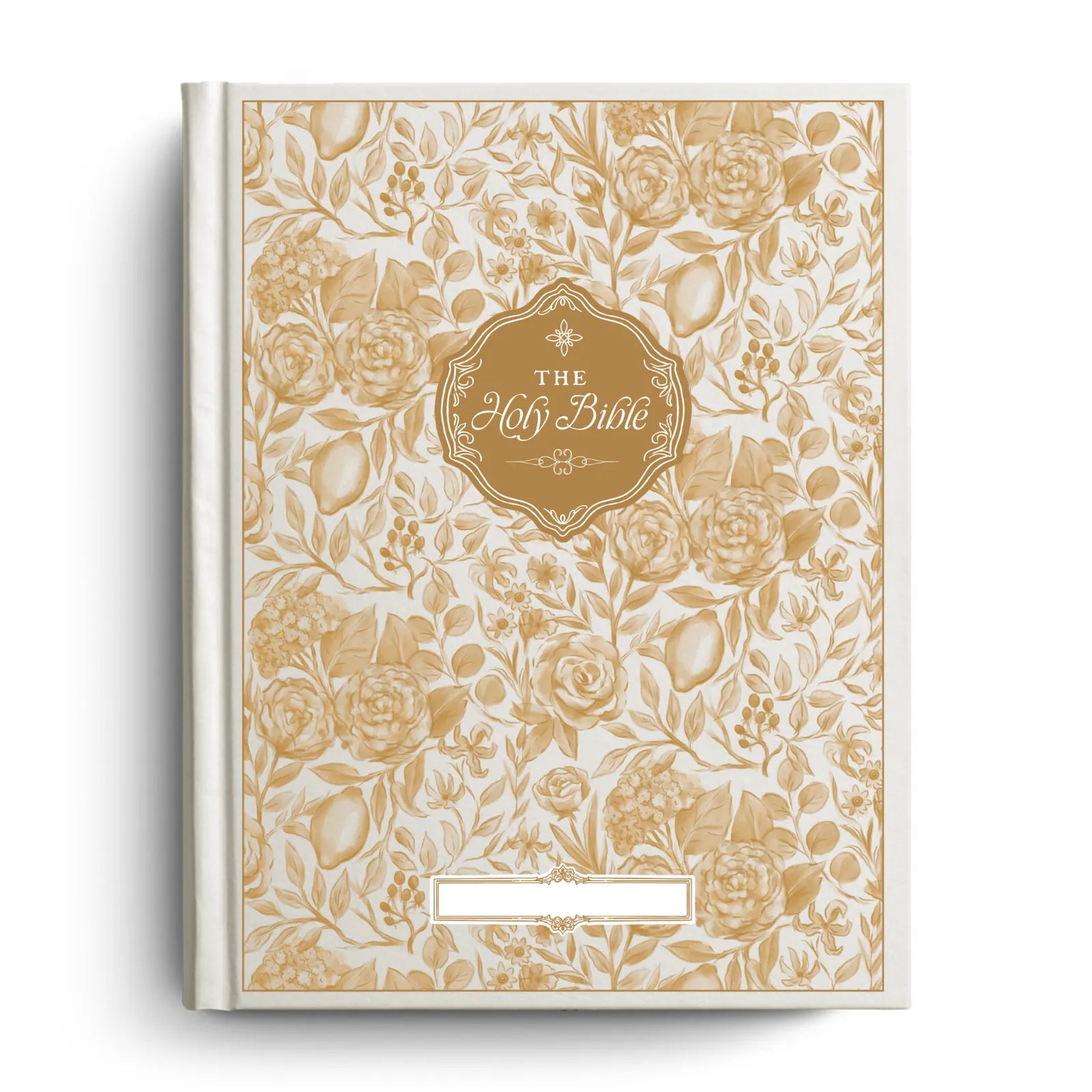 Custom Floral Citrus Bible with Personalized Name Plate for Notetaking