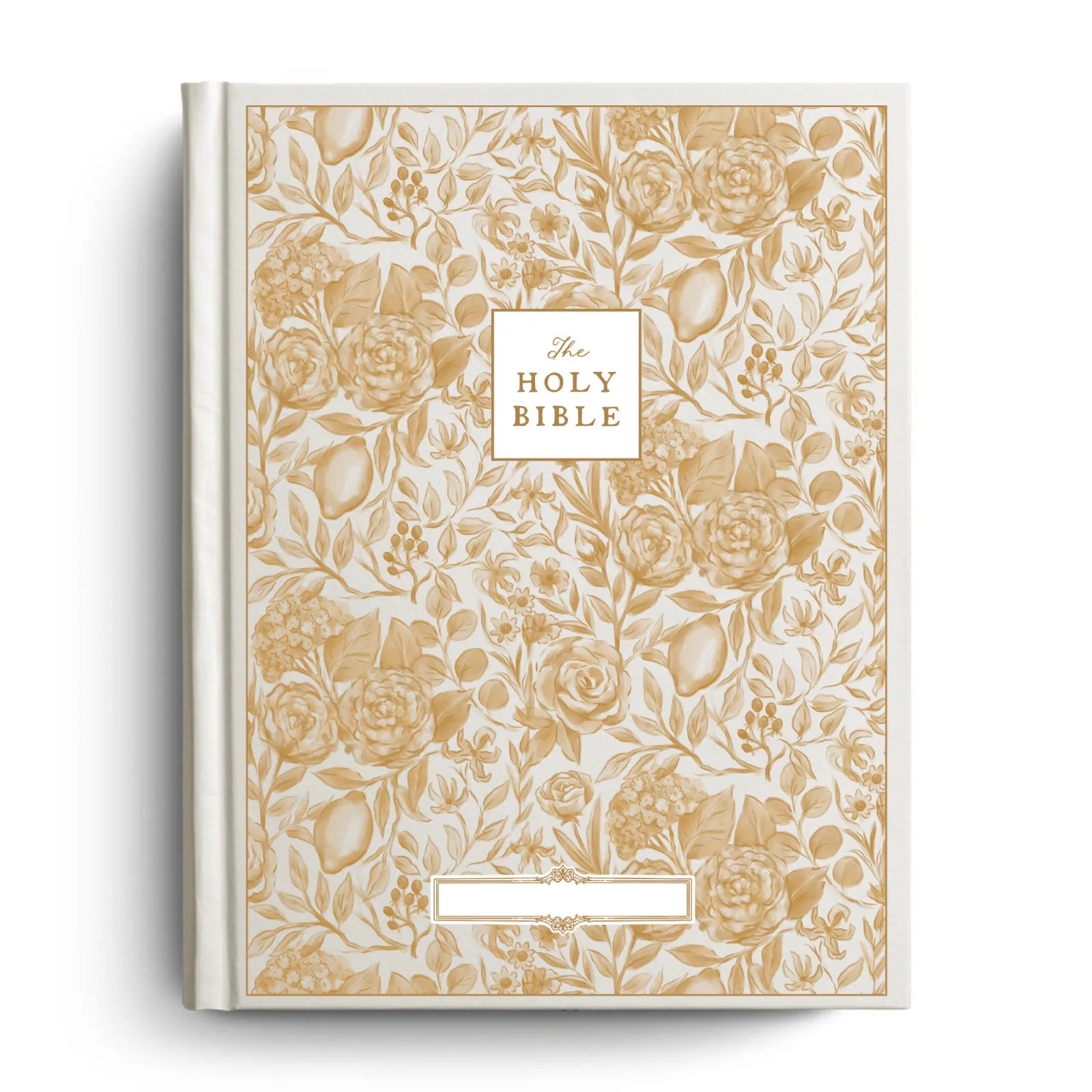 Custom Floral Citrus Bible with Personalized Name Plate for Notetaking